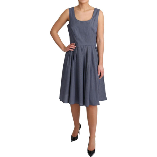 Dolce & Gabbana Blue Polka Cotton A-Line Stretch Dress DR2749-IT42