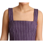 Dolce & Gabbana Elegant Sleeveless A-Line Purple Stripe Dress Dolce & Gabbana Dark Slate Gray