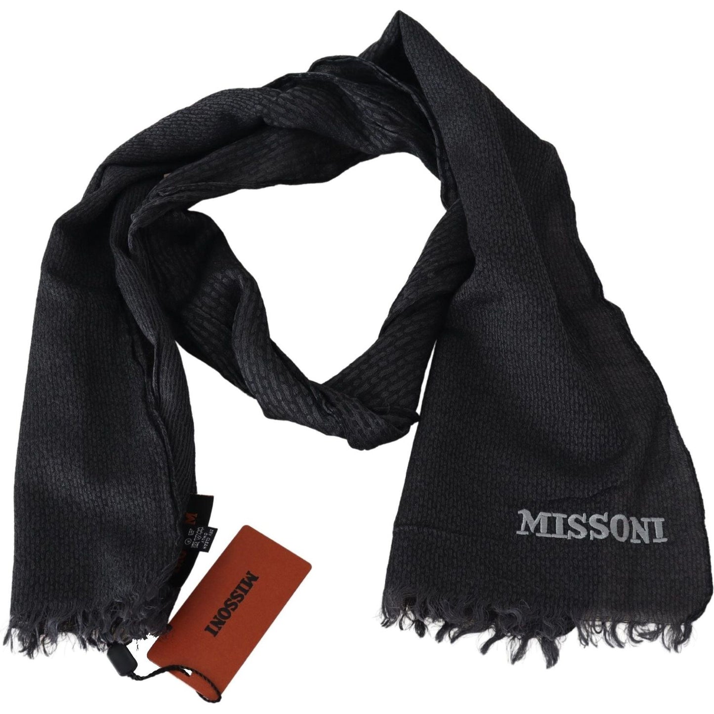 Missoni Black Wool Knit Unisex Neck Wrap Scarf