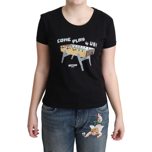 Moschino Black Cotton Come Play 4 Us Print Tops T-shirt TSH5063-40