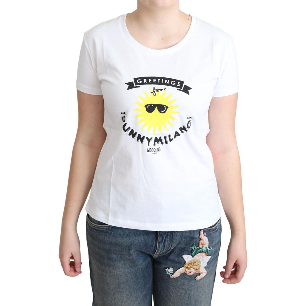 Moschino White Cotton Sunny Milano Print T-shirt TSH5066-46