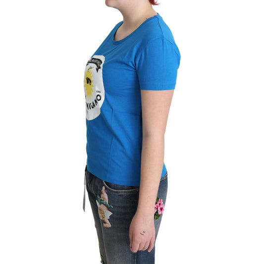 Moschino Blue Cotton Sunny Milano Print Tops T-shirt TSH5067-40