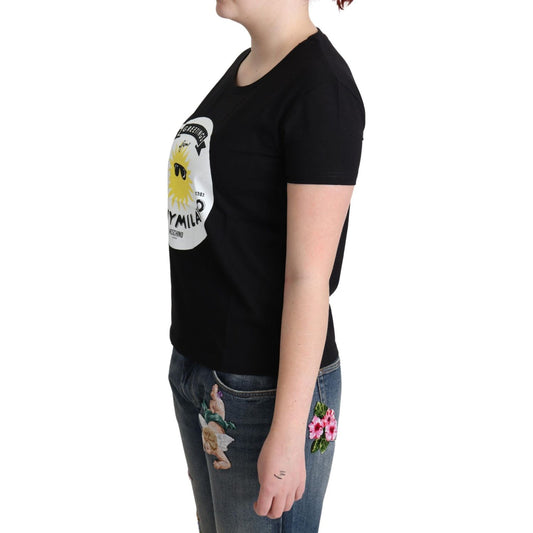 Moschino Black Cotton Sunny Milano Print T-shirt TSH5068-40