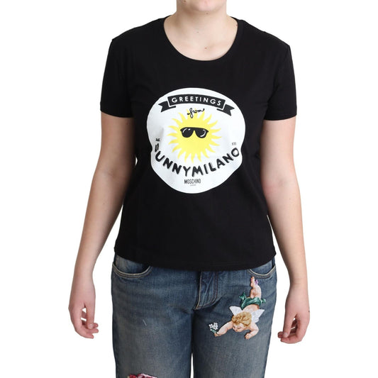 Moschino Black Cotton Sunny Milano Print T-shirt TSH5068-40