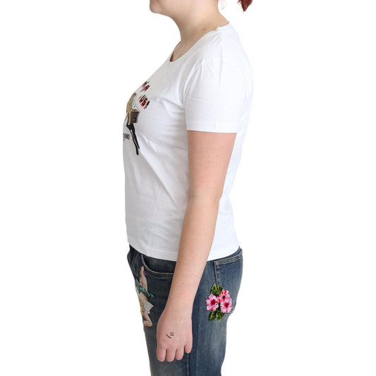 Moschino White Cotton Come Play 4 Us Print Tops T-shirt TSH5069-40
