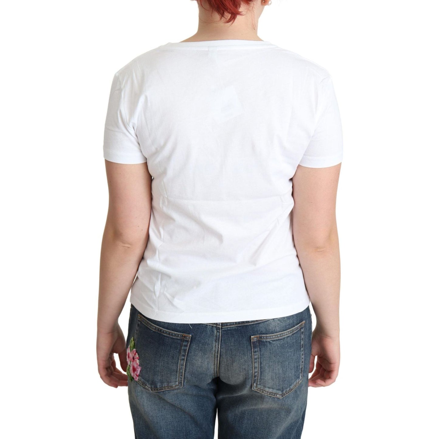 Moschino White Cotton Come Play 4 Us Print Tops T-shirt TSH5069-40