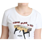 Moschino White Cotton Come Play 4 Us Print Tops T-shirt TSH5069-40