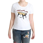 Moschino White Cotton Come Play 4 Us Print Tops T-shirt TSH5069-40