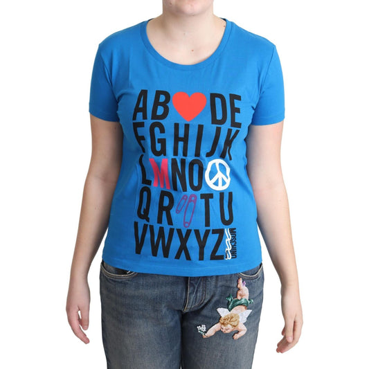Moschino Blue Cotton Alphabet Letter Print Tops TSH5075-40