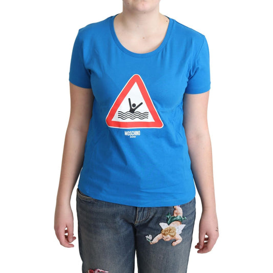 Moschino Blue Cotton Swim Graphic Triangle T-shirt TSH5078-42