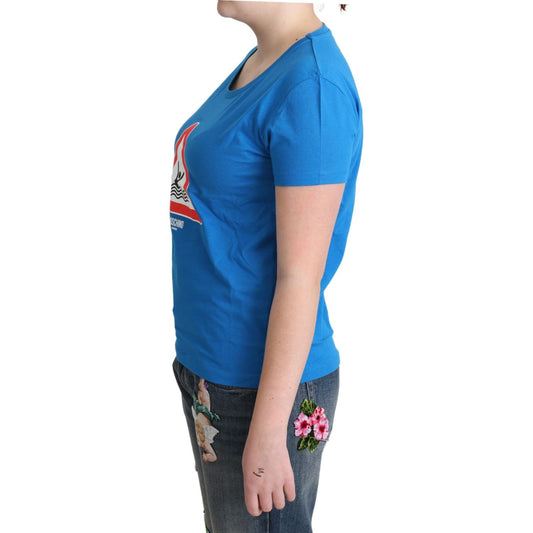 Moschino Blue Cotton Swim Graphic Triangle T-shirt TSH5078-42
