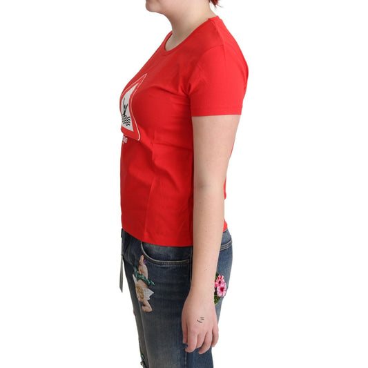 Moschino Red Cotton Swim Graphic Triangle Print T-shirt TSH5081-42