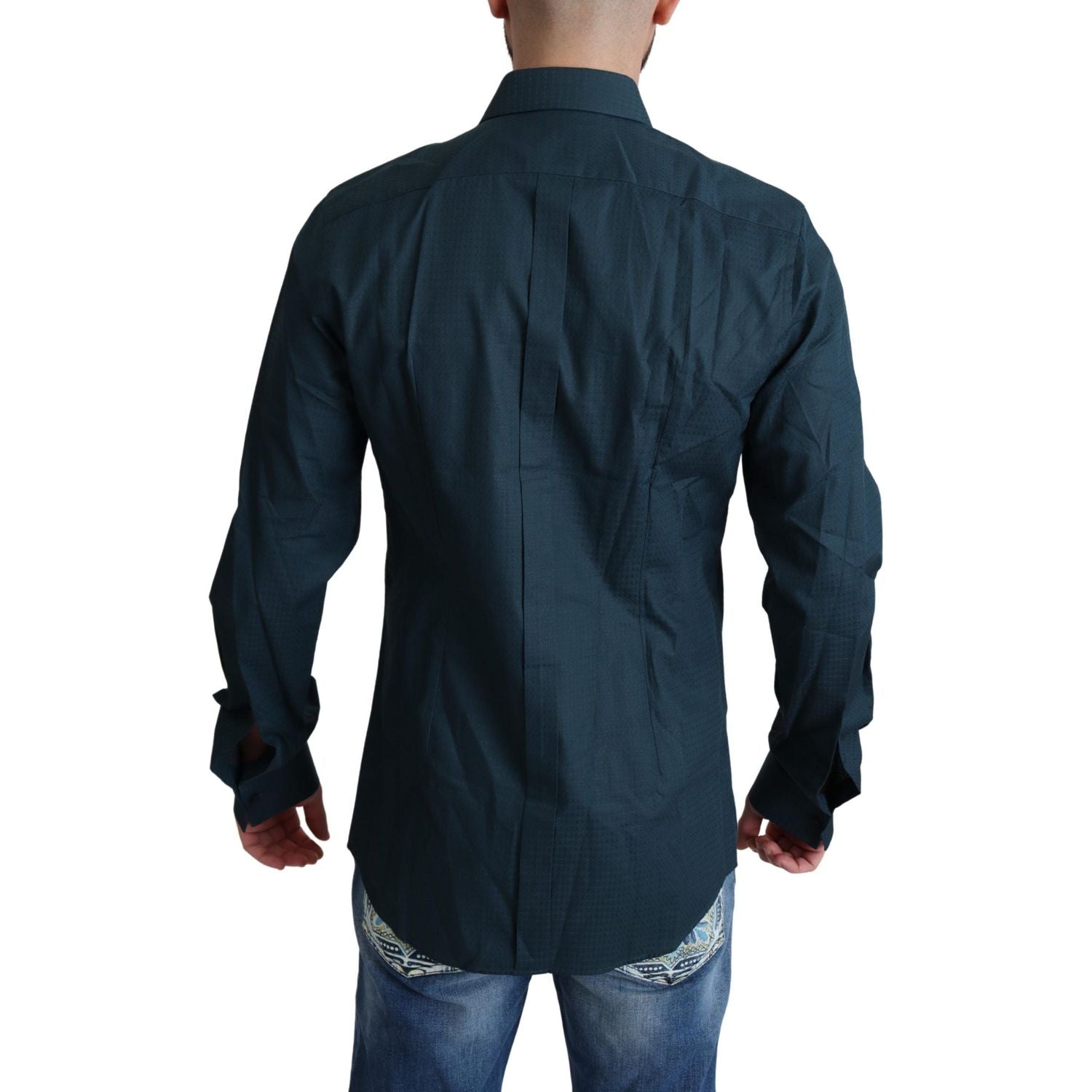 Dolce & Gabbana Blue Placket Cotton Dress Formal Shirt