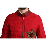 Dolce & Gabbana Red and Gold Bomber Designer Jacket Dolce & Gabbana Brown