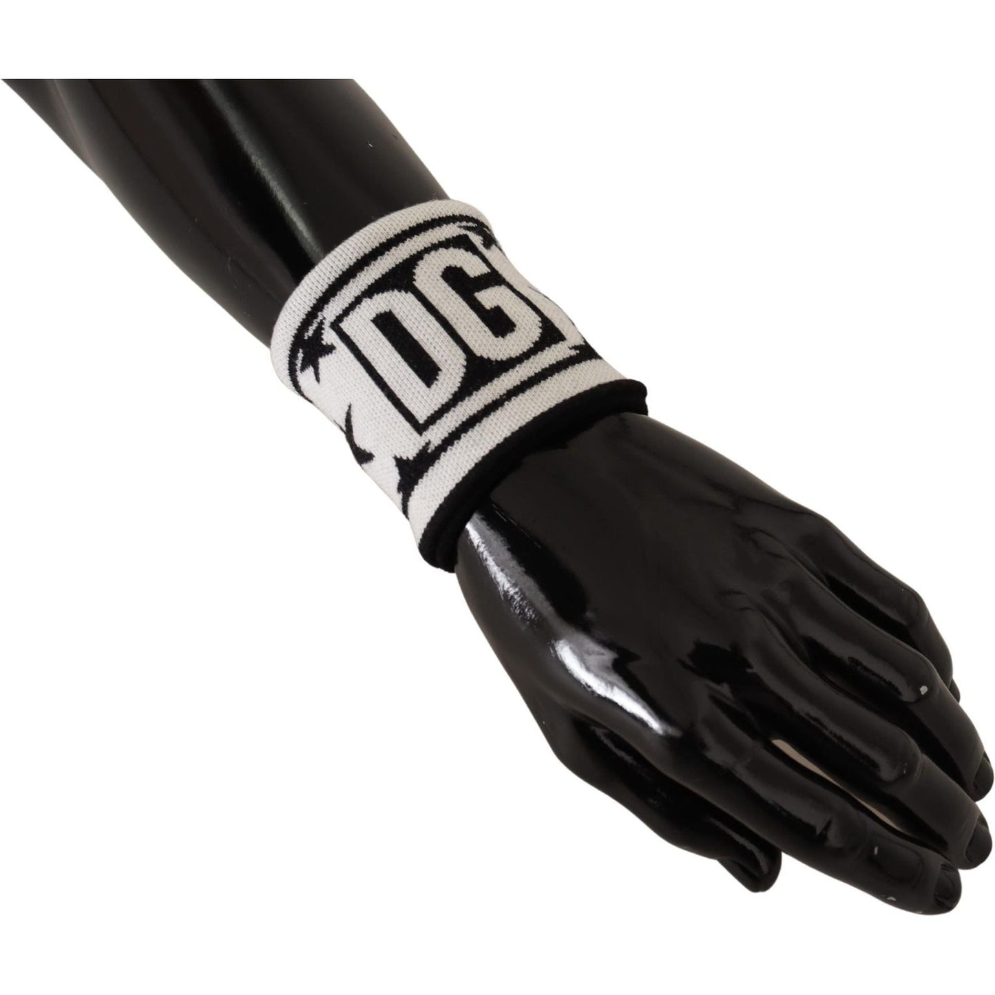Dolce & Gabbana White Black Wool Logo #DGMILLENNIALS Wristband Dolce & Gabbana