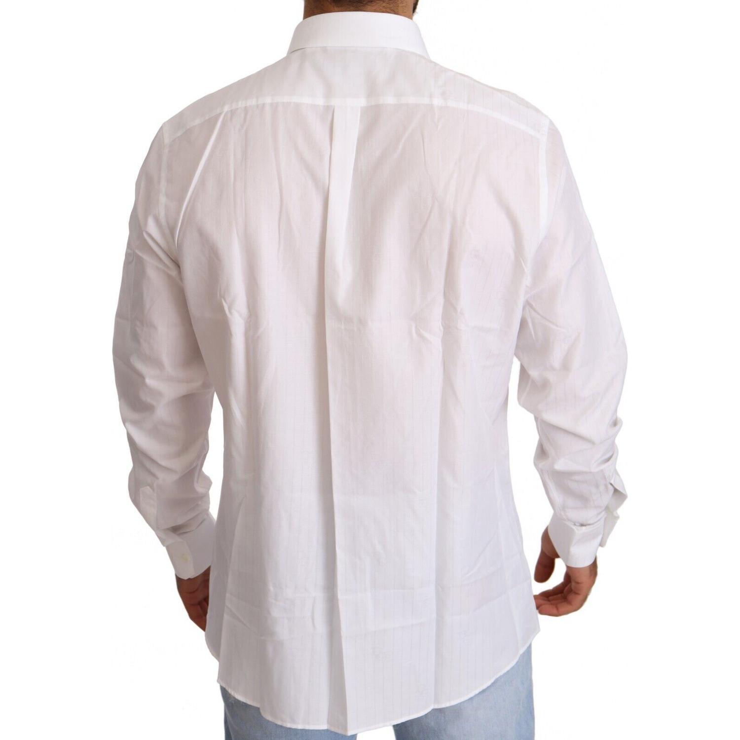 Dolce & Gabbana White Cotton Slim Fit Men MARTINI Shirt
