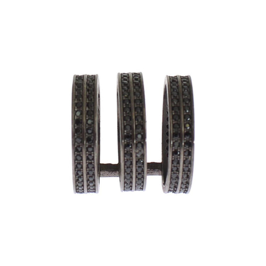 Nialaya Black CZ Rhodium 925 Silver Ring Nialaya