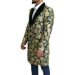 Dolce & Gabbana DOLCE & GABBANA Jacket SICILIA Green Gold Jacquard Long Coat JKT2724- 52