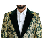 Dolce & Gabbana DOLCE & GABBANA Jacket SICILIA Green Gold Jacquard Long Coat JKT2724- 52