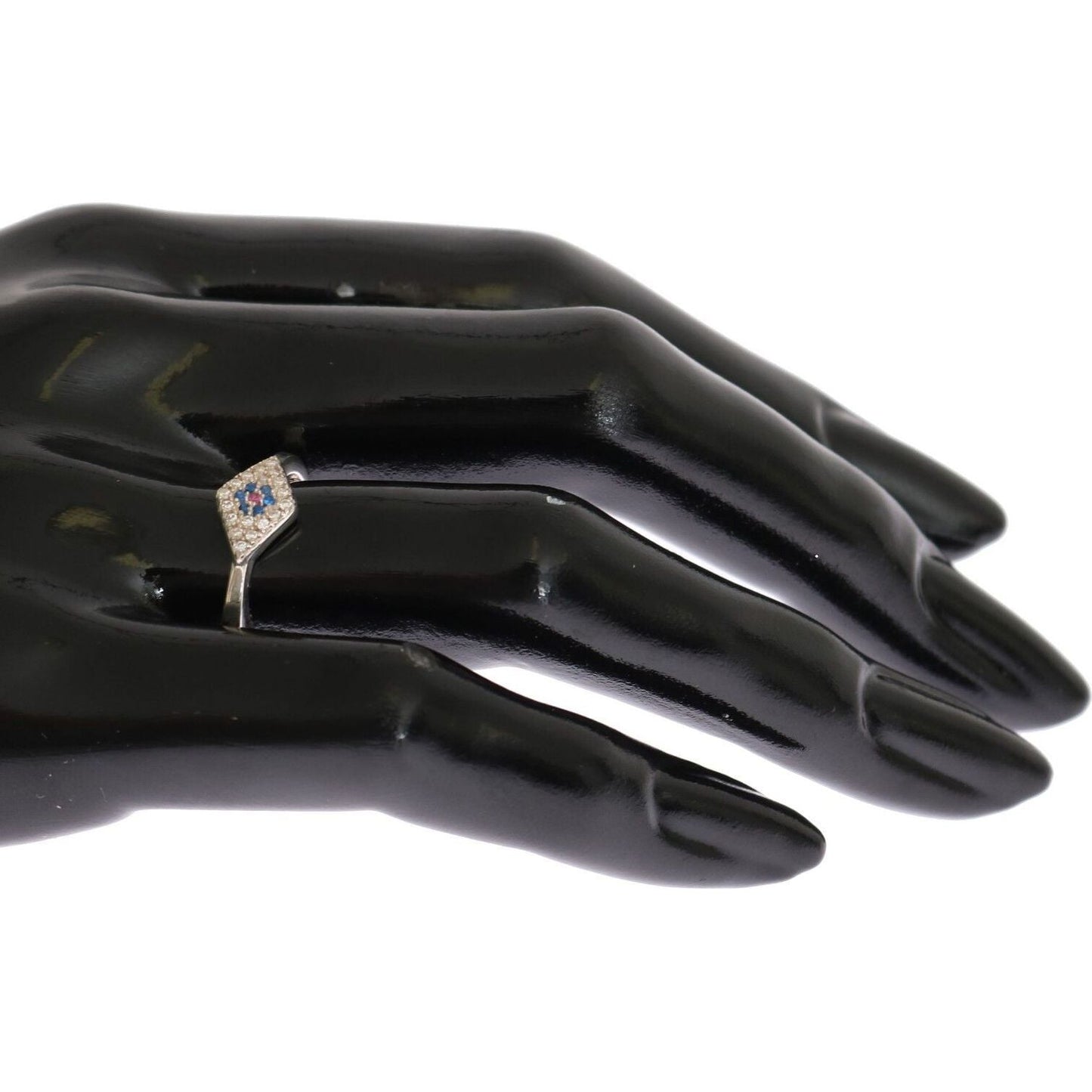 Nialaya Blue Red CZ 925 Silver Womens Clear Ring Nialaya