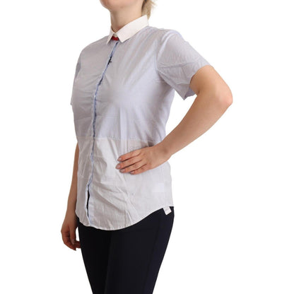 AGLINI Light Blue Cotton Short Sleeves Collared Polo Top AGLINI