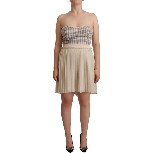 Guess Beige Checkered Pleated A-line Strapless Bustier Dress 1728,67345645728,Beige,Clothing,Dresses - Clothing,Dresses - Women - Clothing,Guess,IT40|S,Material: 100% Polyester,New with tags,Short - Dresses - Clothing,Sleeveless - Dresses - Clothing,Women