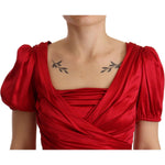 Dolce & Gabbana Elegant Red Silk Stretch Mermaid Dress Dolce & Gabbana Brown