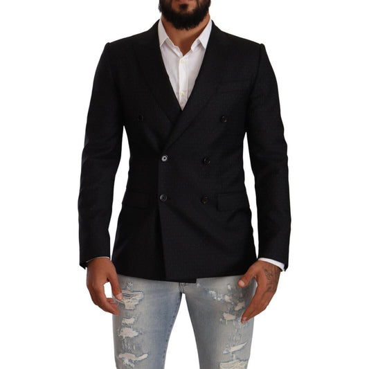 Dolce & Gabbana Dark Gray Dotted Double Breasted MARTINI Jacket