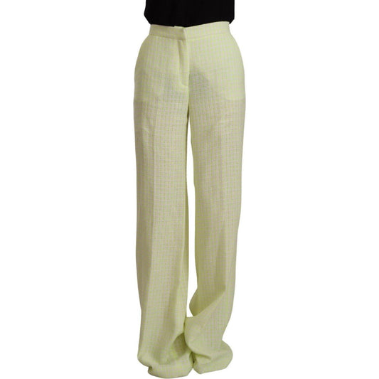 MSGM Yellow Green Cotton High Waist Straight Long Pants MSGM