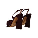 Dolce & Gabbana Dark Purple Suede Ankle Strap Sandals Shoes LA9638 - 39