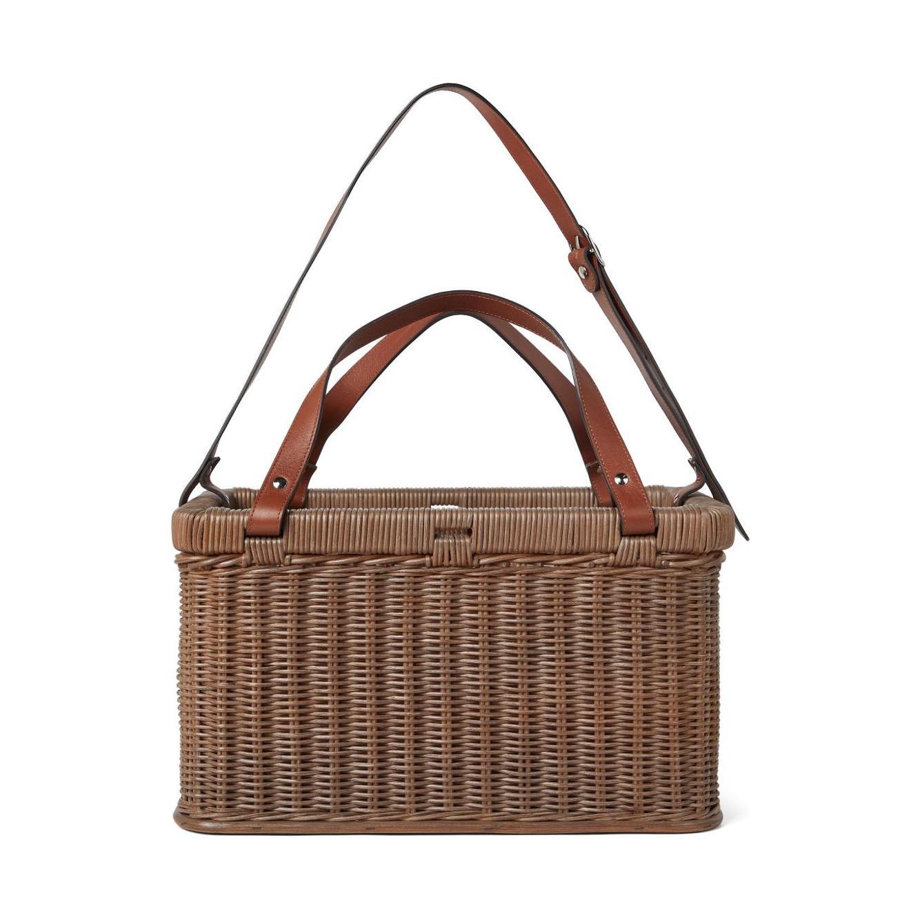 Front view with bag zipped and handles upright.