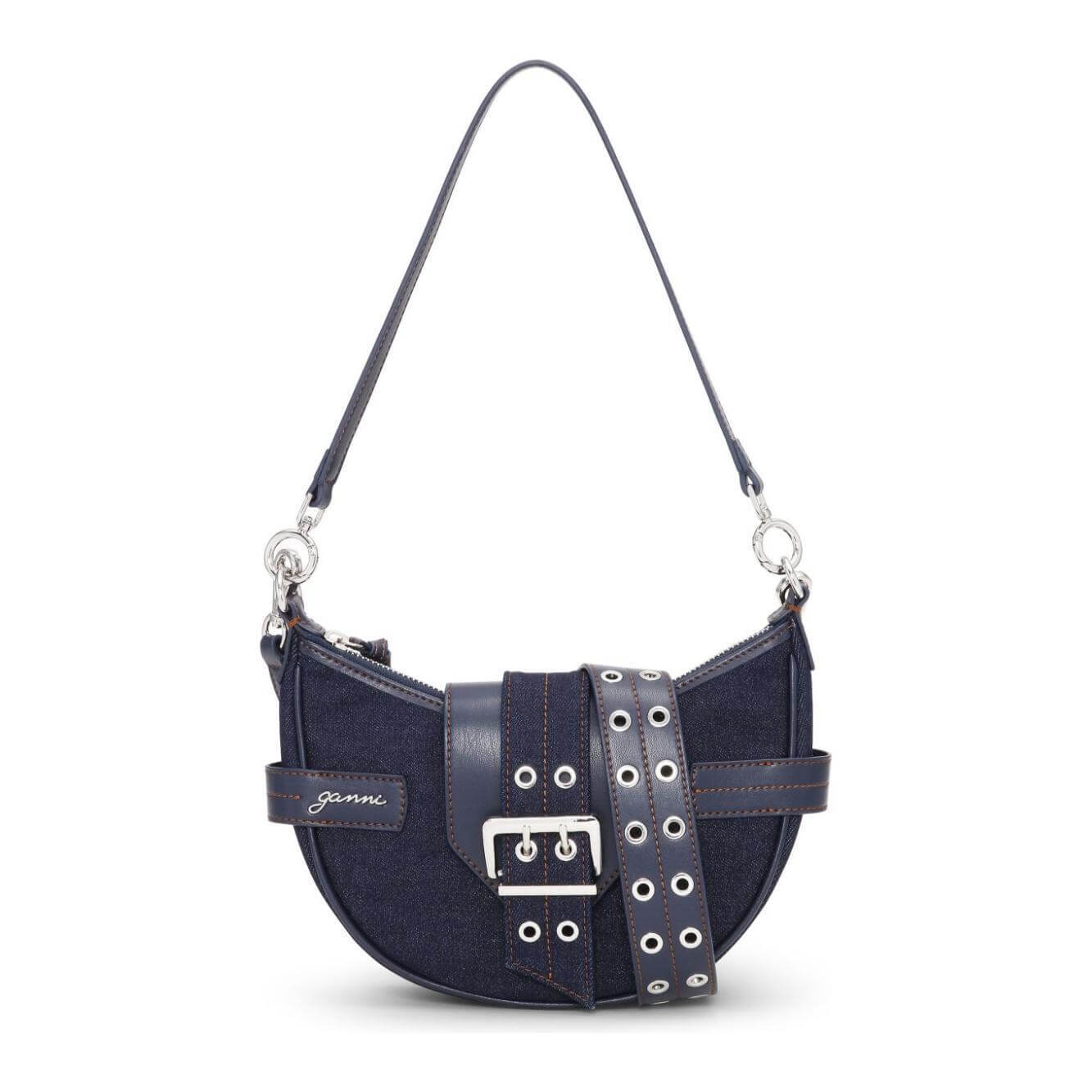 Ganni Buckle small denim cross-body bag