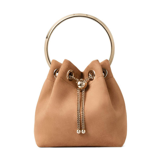 Jimmy Choo Toffee Suede Bag With Pearl Closure