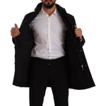 Dolce & Gabbana Elegant Black Parka Hooded Jacket Dolce & Gabbana Dark Gray