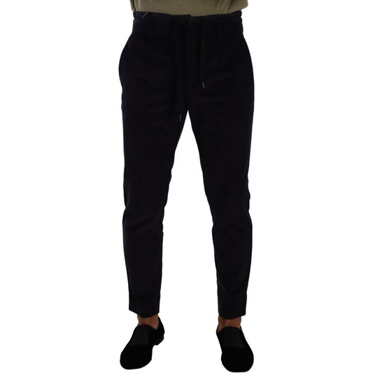 Dolce & Gabbana Blue Cotton Skinny Corduroy Trouser Pants