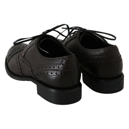 Dolce & Gabbana Brown Leather Wingtip Derby Formal Shoes