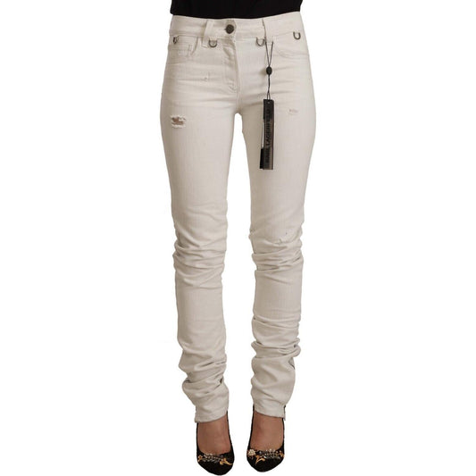Karl Lagerfeld White Mid Waist Cotton Denim Slim Fit Jeans PAN72135 - 26