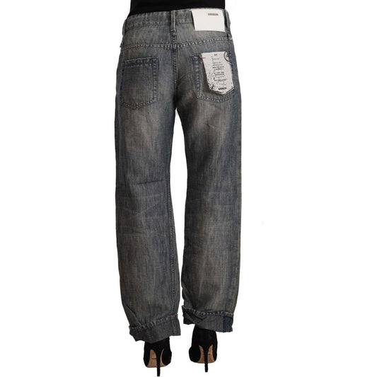 Acht Gray Washed Ramie Straight Denim Folded Hem Jeans PAN71248 - 26