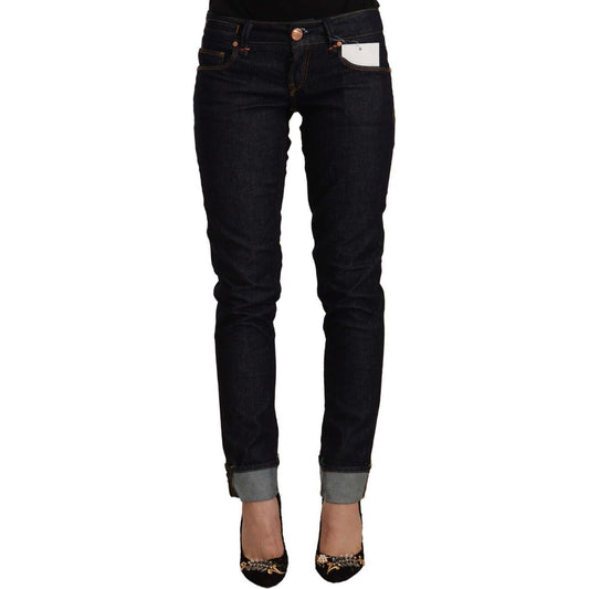 Acht Black Cotton Low Waist Slim Fit Denim Jeans PAN71212 - 40