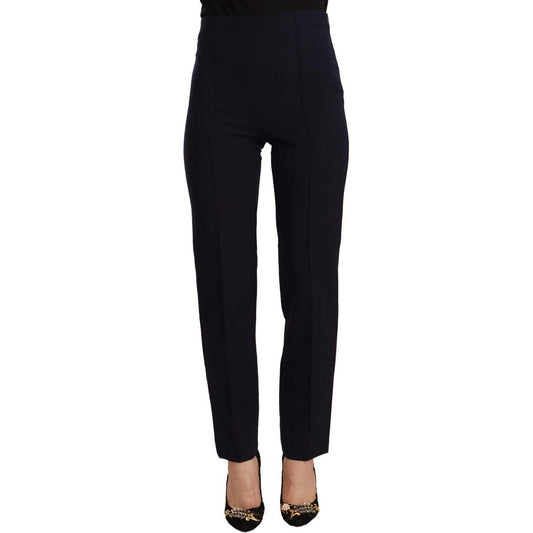 AGLINI Black High Waist Polyester Women Straight Pants AGLINI