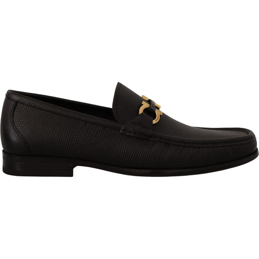 Salvatore Ferragamo Black Calf Leather Moccasins Loafers Shoes Salvatore Ferragamo