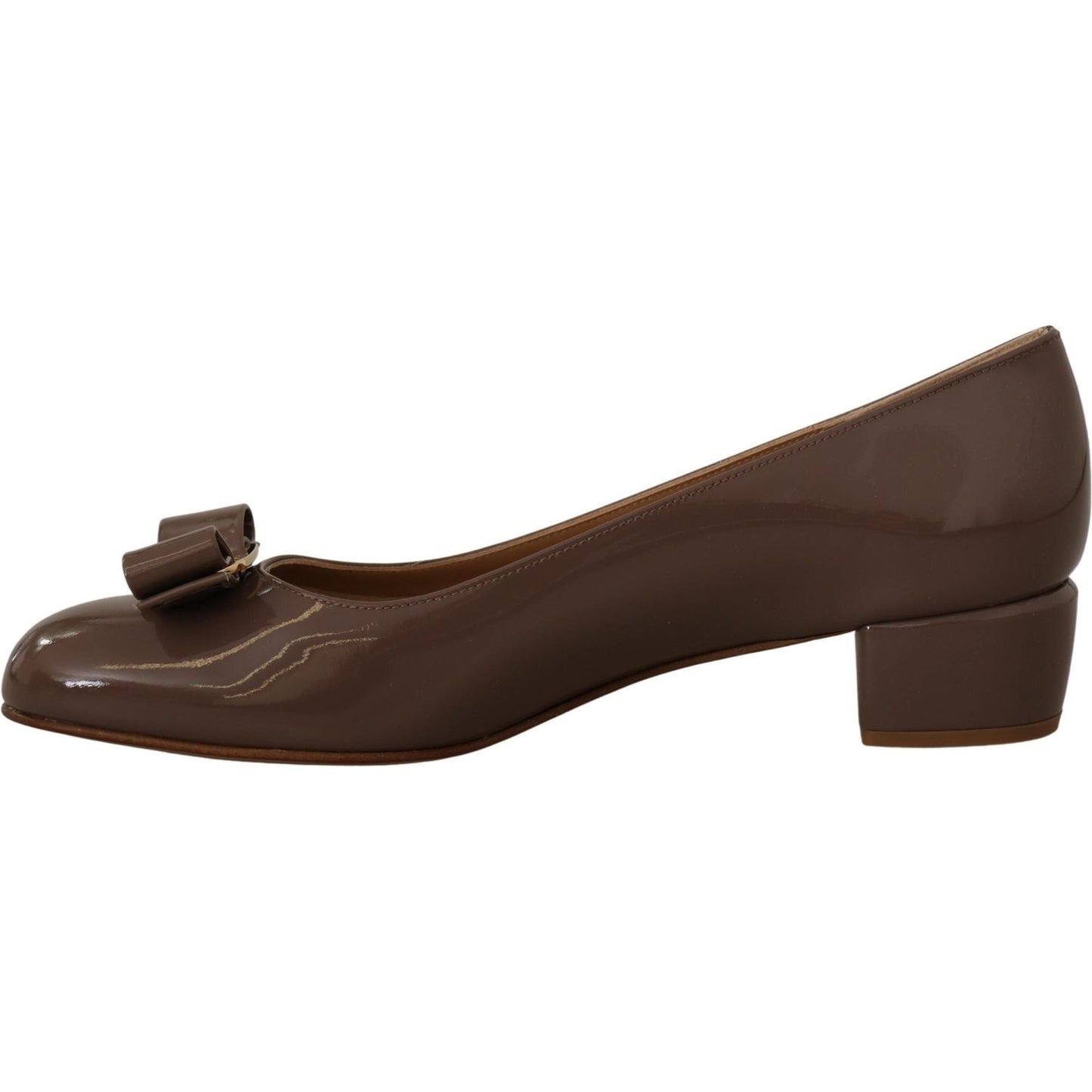 Salvatore Ferragamo Brown Naplak Calf Leather Pumps Shoes Salvatore Ferragamo