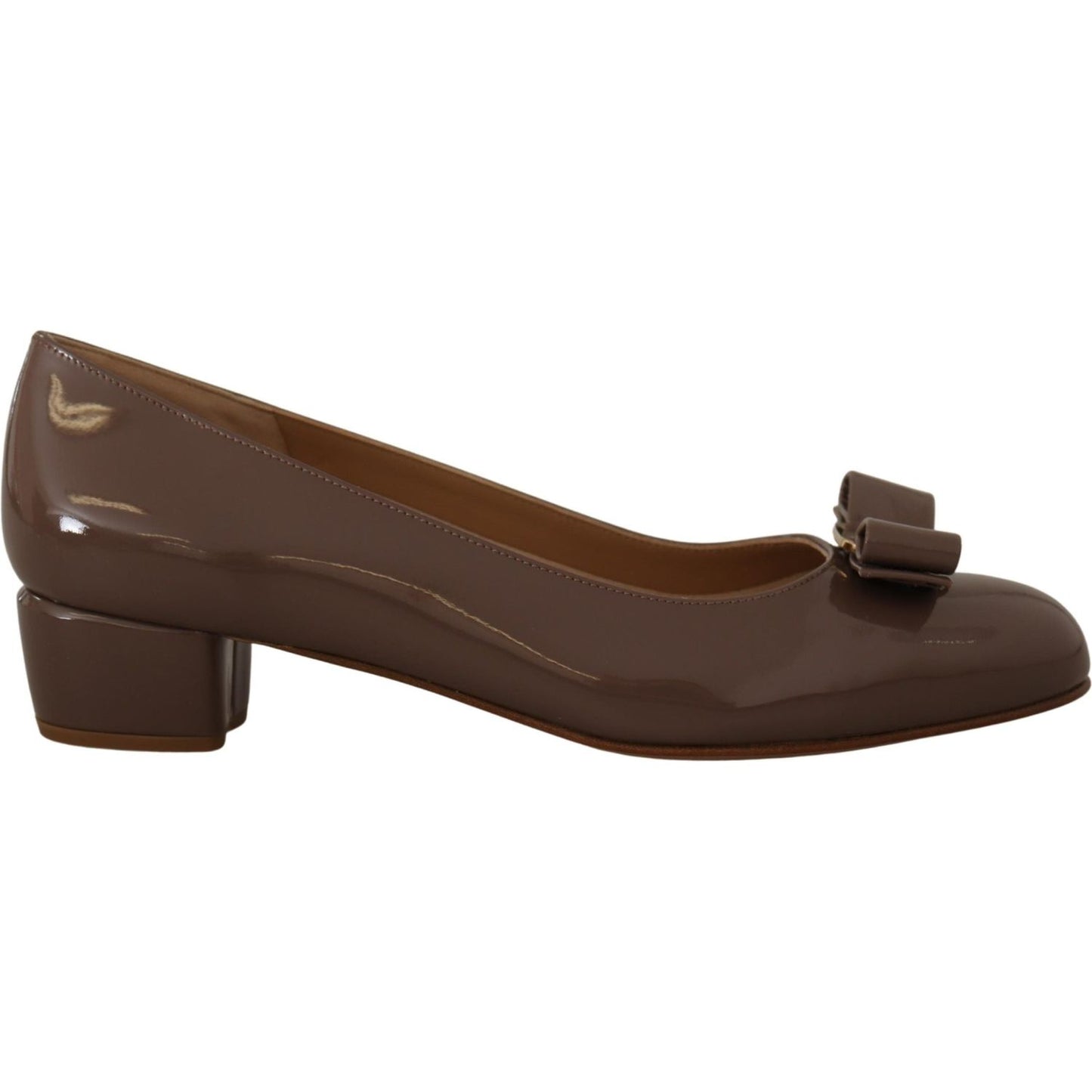 Salvatore Ferragamo Brown Naplak Calf Leather Pumps Shoes Salvatore Ferragamo