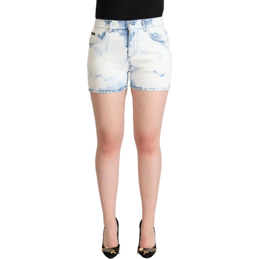 Dolce & Gabbana White Blue Dye Cotton Mid Waist Denim Shorts PAN72784 - 40