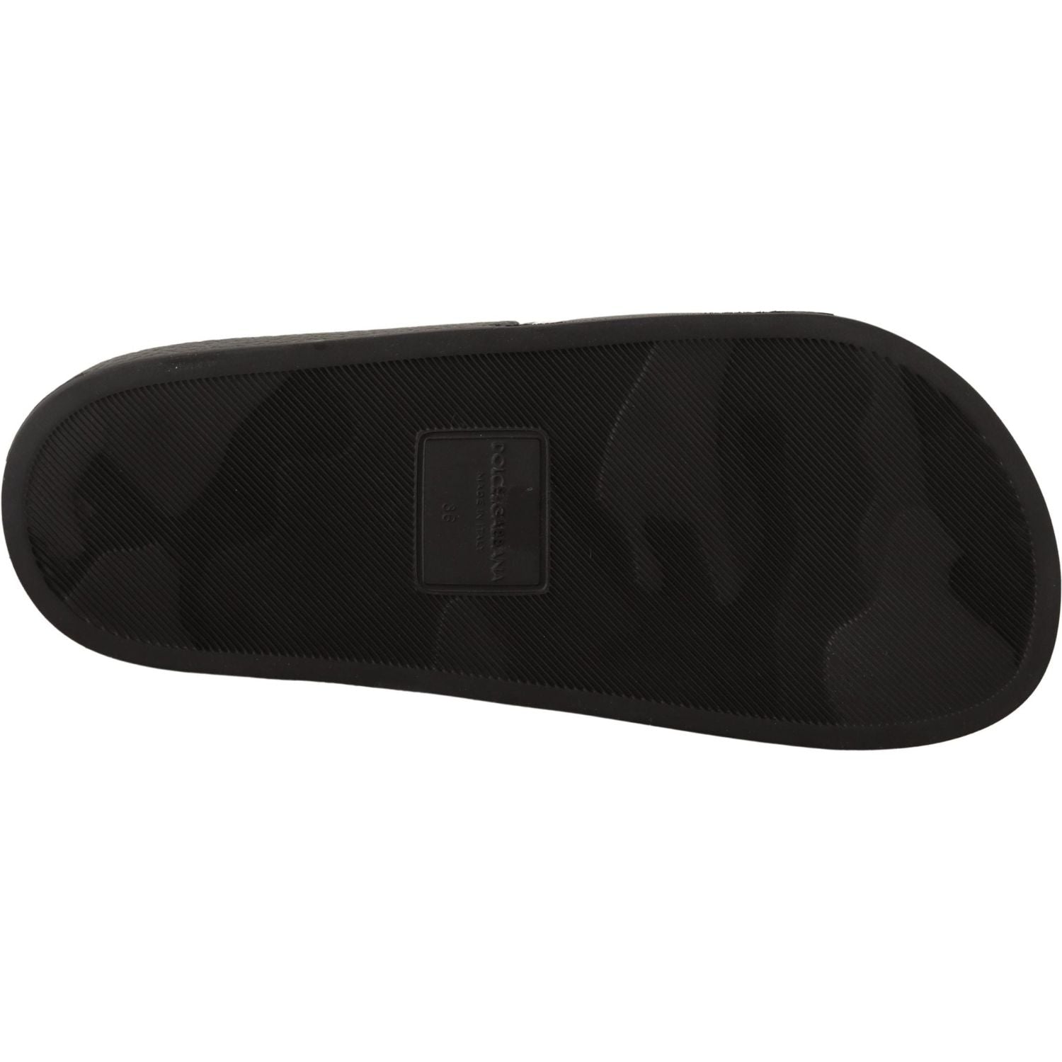 Dolce & Gabbana Black Leather I Love D&G Slides Sandals