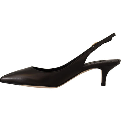 Dolce & Gabbana Black Leather Slingbacks Heels Pumps Shoes Dolce & Gabbana