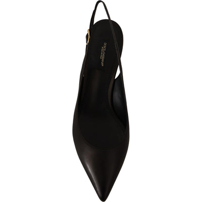 Dolce & Gabbana Black Leather Slingbacks Heels Pumps Shoes Dolce & Gabbana