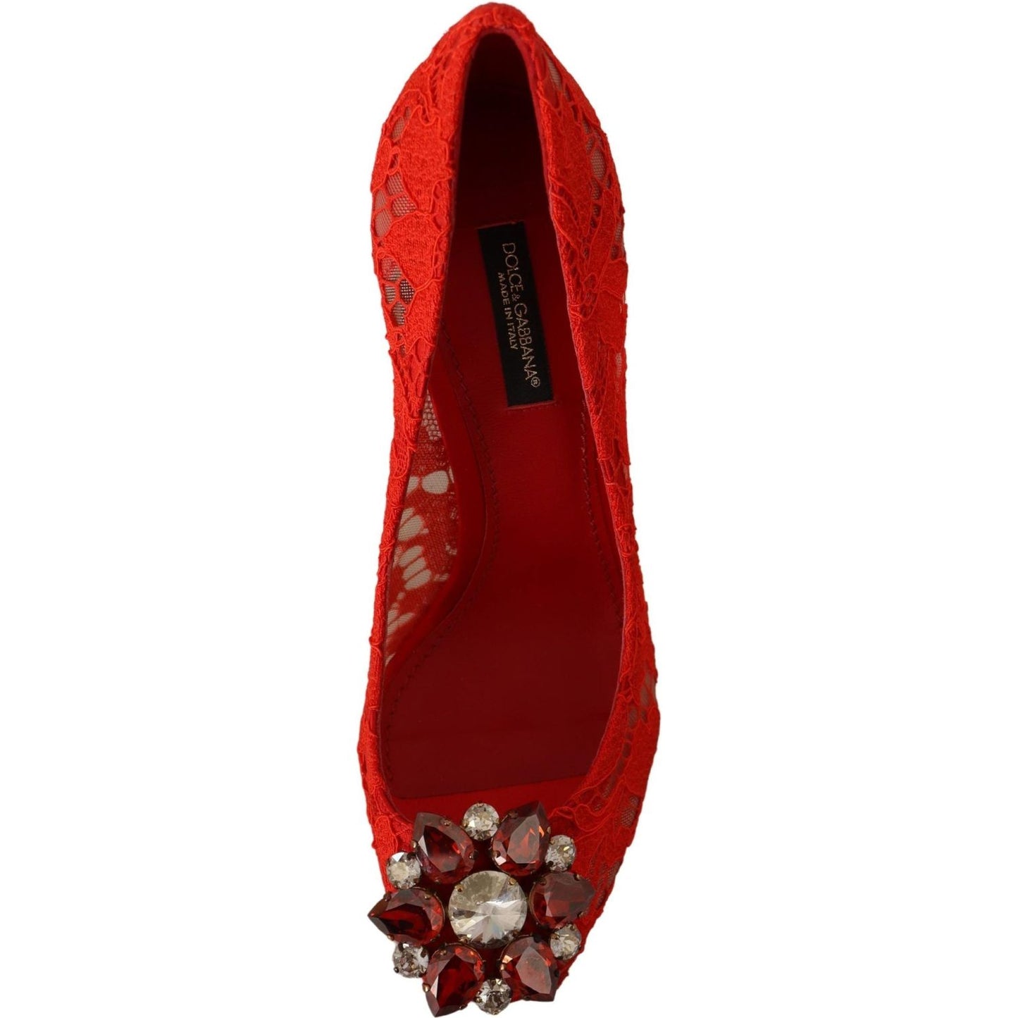 Dolce & Gabbana Red Taormina Lace Crystal Heels Pumps Dolce & Gabbana