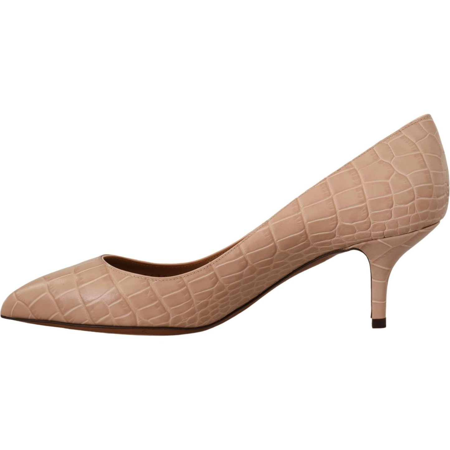 Dolce & Gabbana Beige Leather Pointed Heels Pumps Shoes Dolce & Gabbana