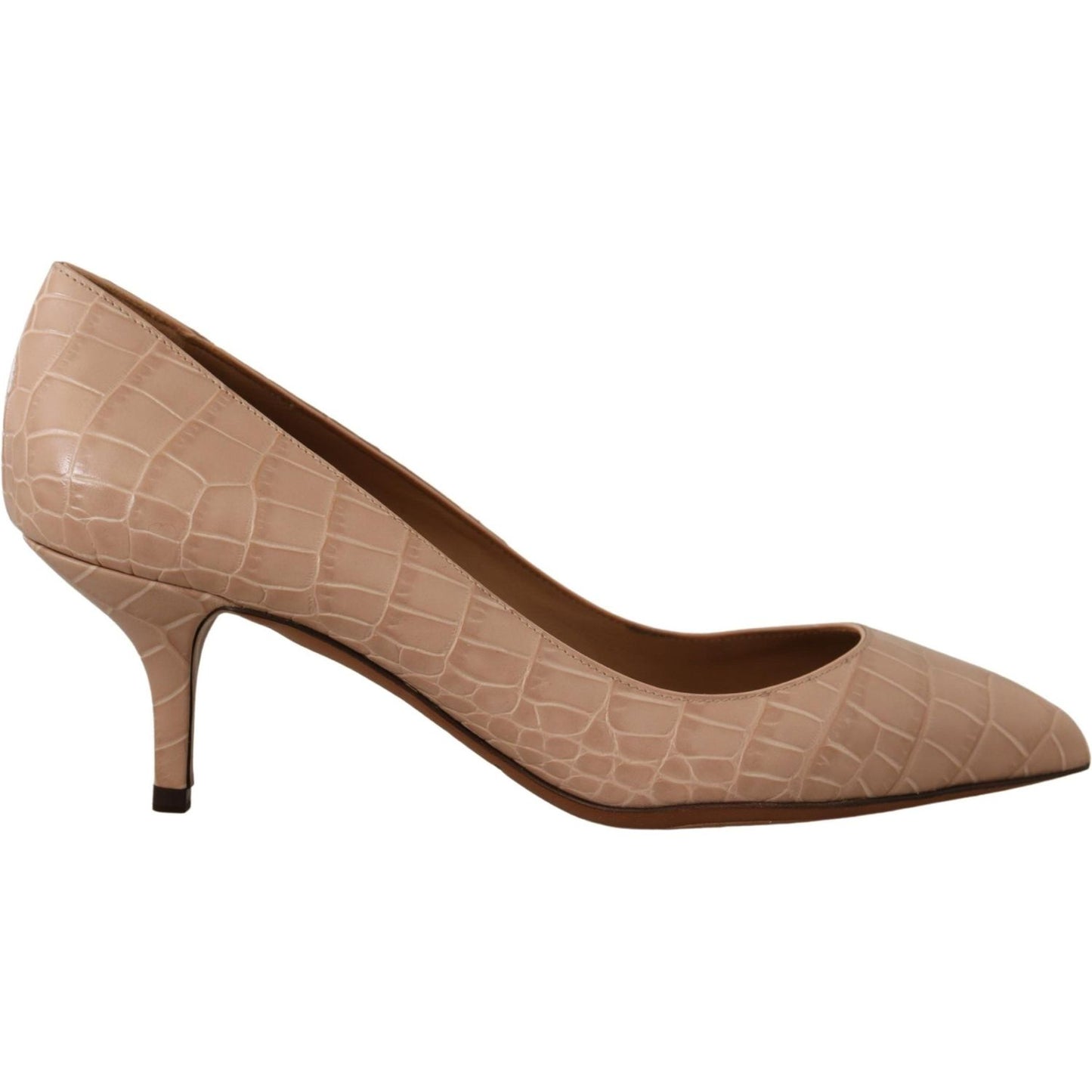 Dolce & Gabbana Beige Leather Pointed Heels Pumps Shoes Dolce & Gabbana